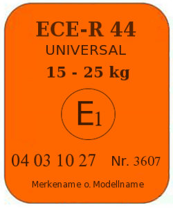 ECE Norm 44 Prüfsiegel