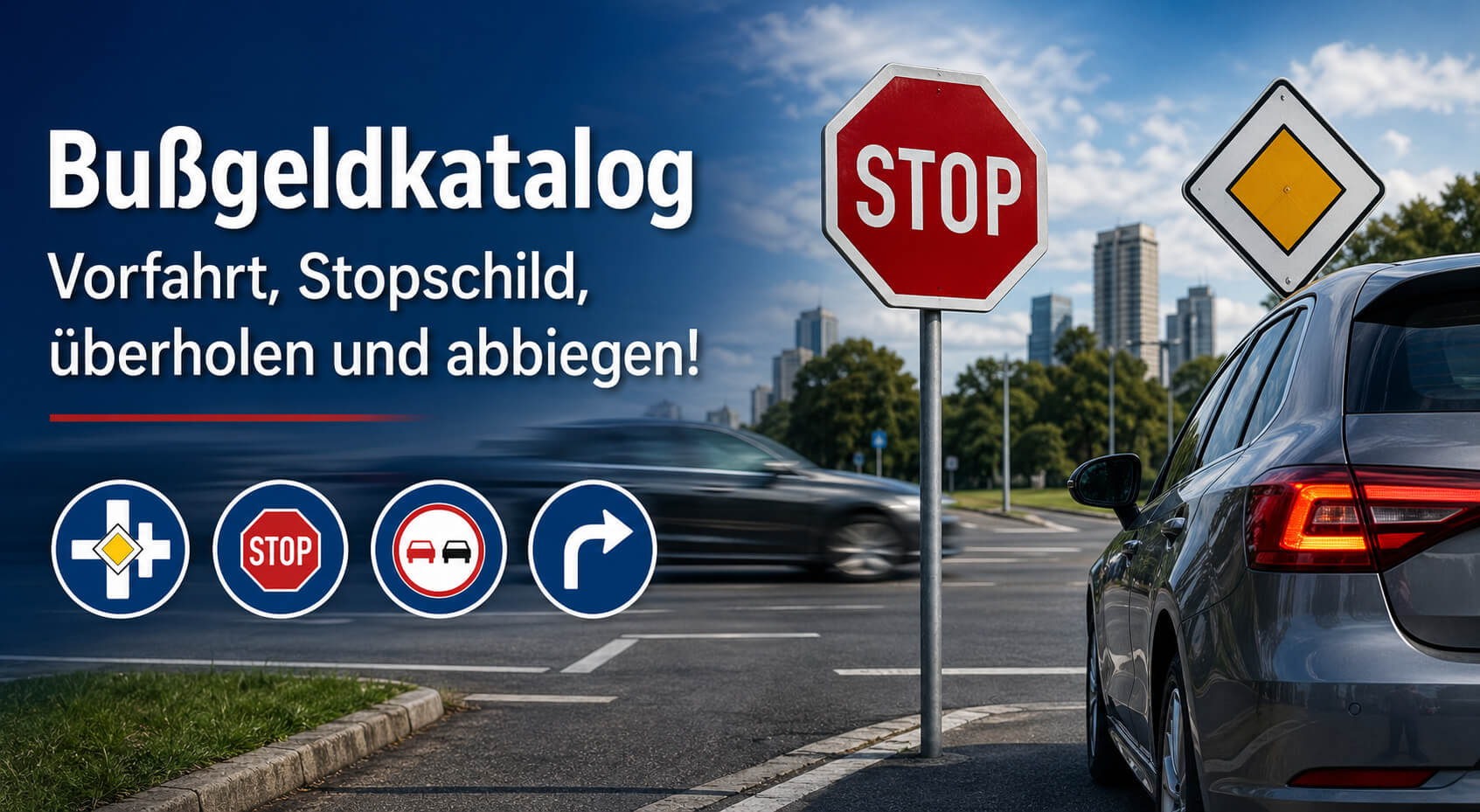 Vorfahrt, Stoppschild, Abbiegen und Überholen